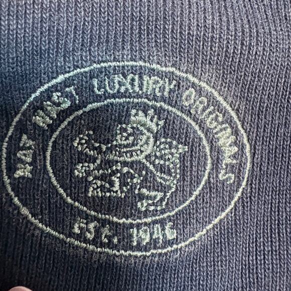 Rugby Stripe Nat Nast Striped Cotton Sweatshirt XL Navy Green Macau 90s Y2K - Picture 5 of 8